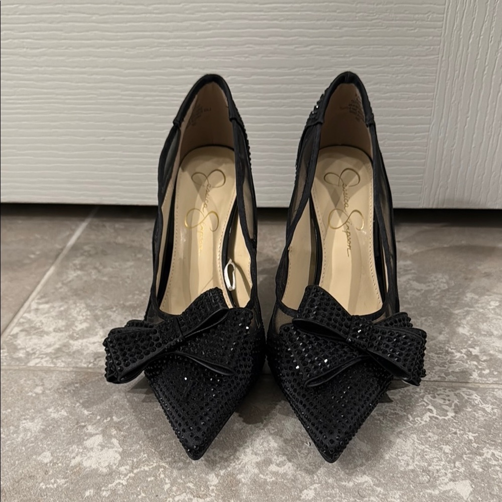 Elegant Black Bow Heels